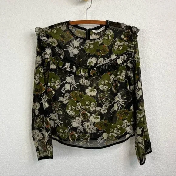 Zara | Tops | Zara Sheer Victorian High Neck Floral Top | Poshmark